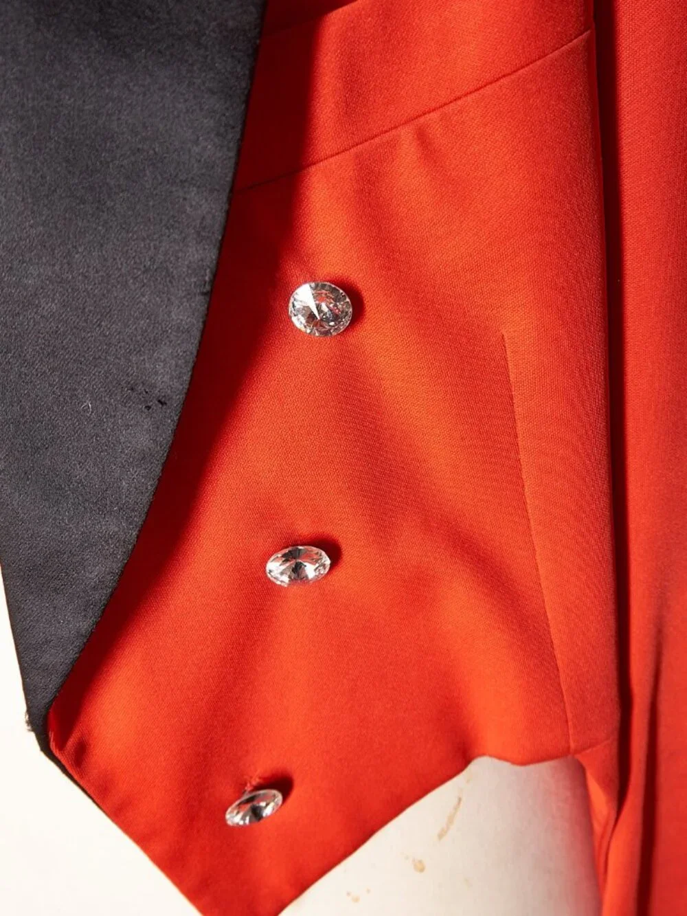 1970s Red with Black Trim and Tails Showman’s Blazer Suit Jacket